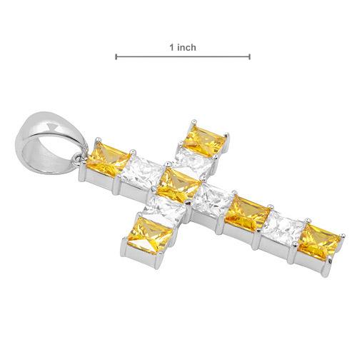 HIGH QUALITY 66MM CZ CROSS PENDANT 925 SILVER